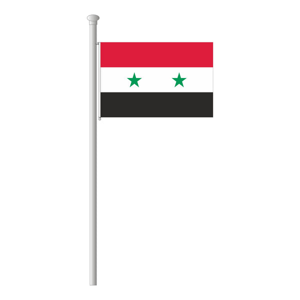 Syrien schwarz-grün-rot bedruckte Hissflagge im Querformat