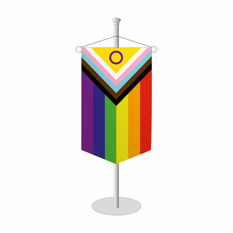 Progress-Pride+Intersex Tischbanner fünfeckig
