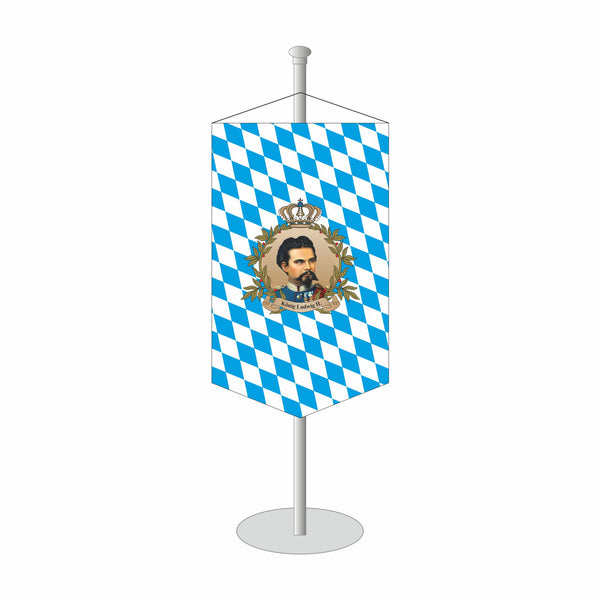 Tischbanner Bayern, bayerische Raute mit König Ludwig