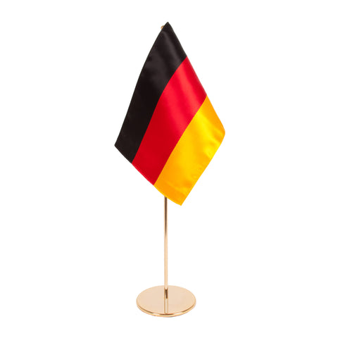 Deutschland Tischfähnen aus Satin an einem goldenen Tischständer