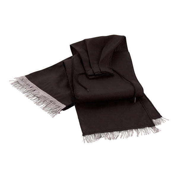 Trauerflor aus schwarzem Baumwollstoff mit silberner Franse