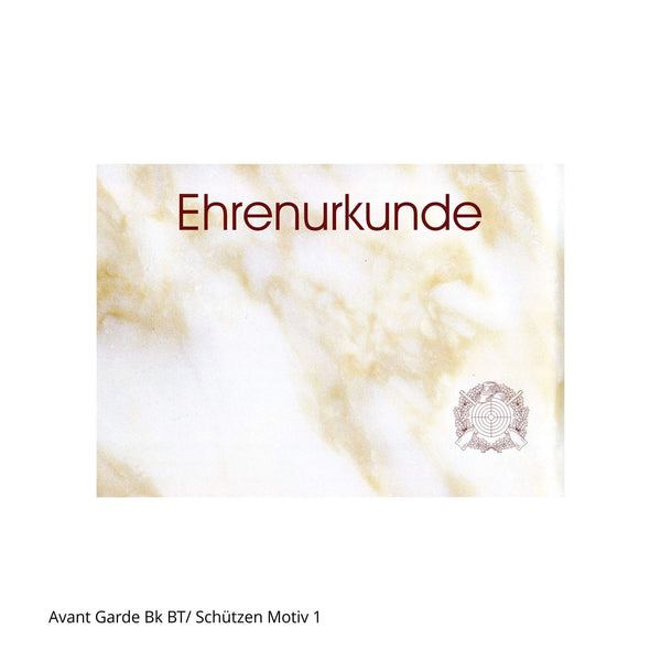 Schützenbruderschaft-Motiv auf Ehrenurkunde im Querformat