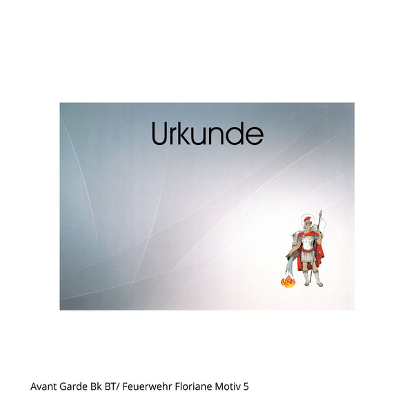 Urkunde Feuerwehr mit Florianmotiv