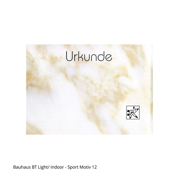 Ringer-Piktogramm auf  marmorierter Urkunde im Querformat