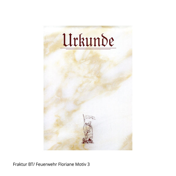 Urkunde Feuerwehr mit Florianmotiv