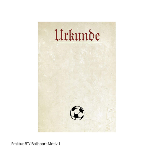 Urkunde mit Fußball in schwarz-weiß