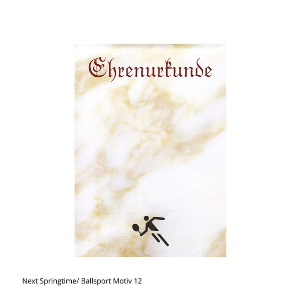 Ehrenurkunde marmoriert mit stilisiertem Tennisspieler Motiv