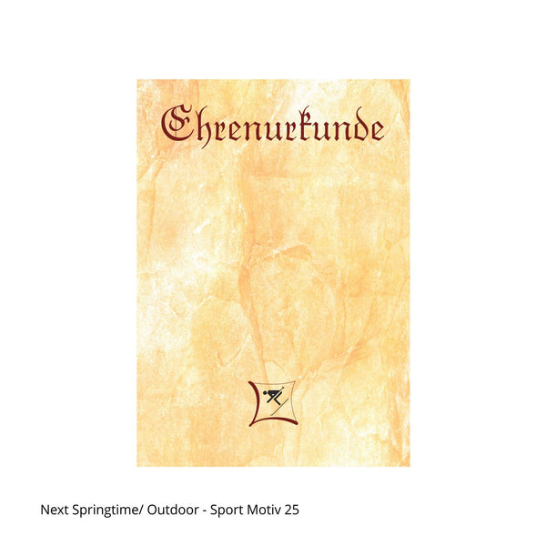 Piktogramm mit Skifahrer auf Ehrenurkunde ohne Text