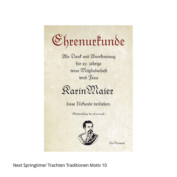 Ehrenurkunde mit Motiv König Ludwig