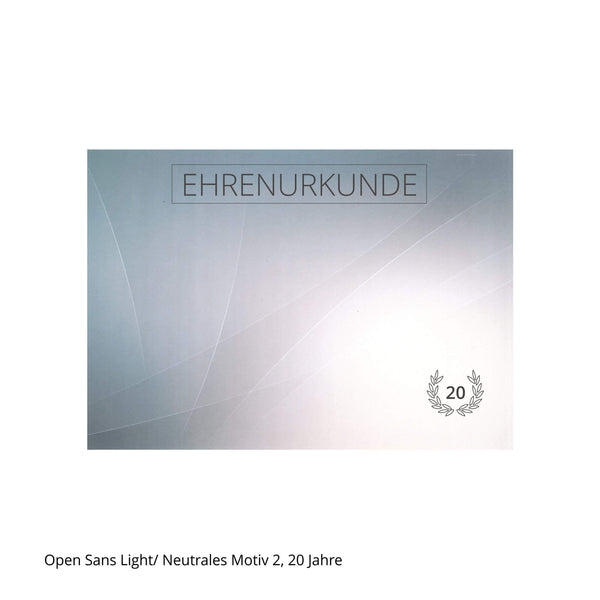Ehrenurkunde für 20-jähriges Jubiläum