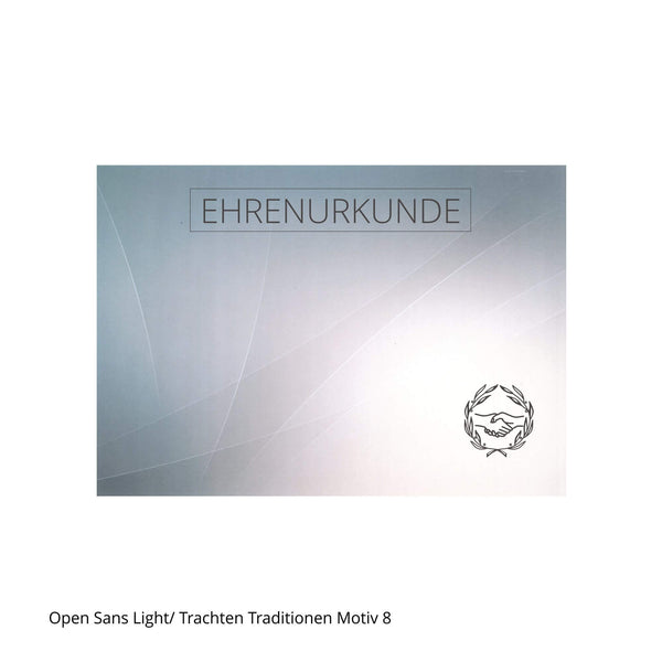 Schlicht gehaltene Ehrenurkunde im Querformat mit Bruderhänden