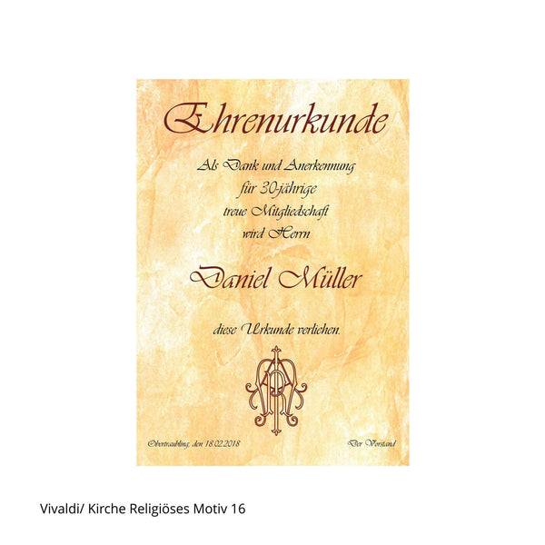 Ehrenurkunde mit kirchlichemMotiv 16