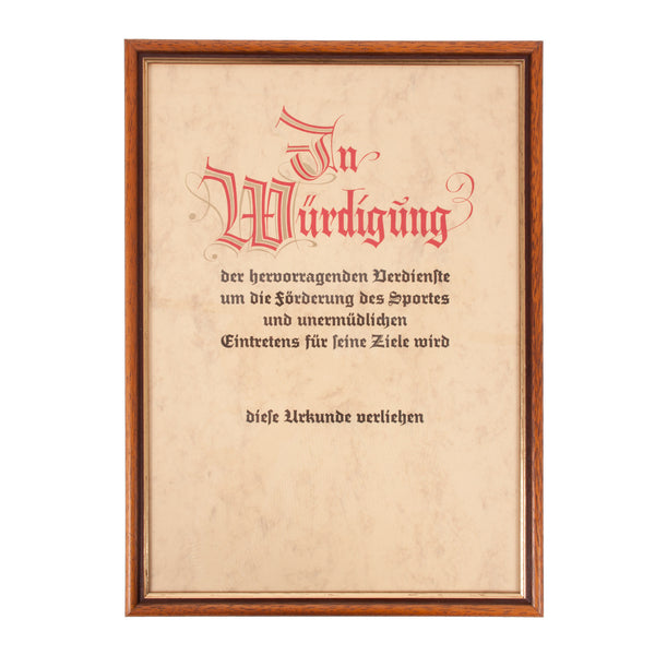 Urkundenrahmen Klassik aus rotbraunem Holz & Goldleiste