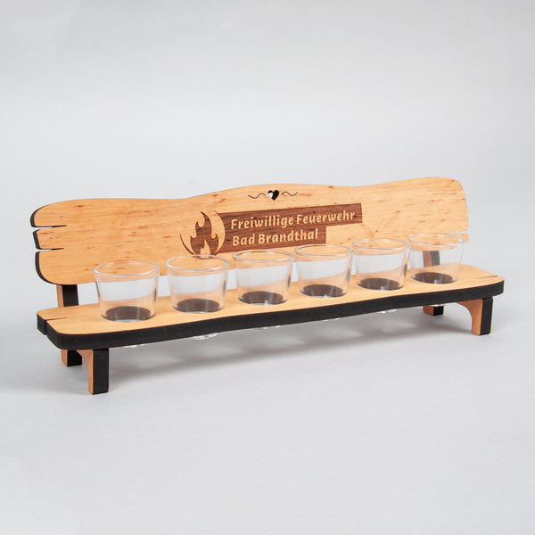 Schnapsbank mit 6 Gläsern individualisiert