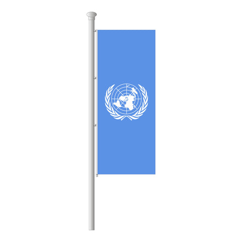 Vereinte Nationen Hissfahne im Hochformat