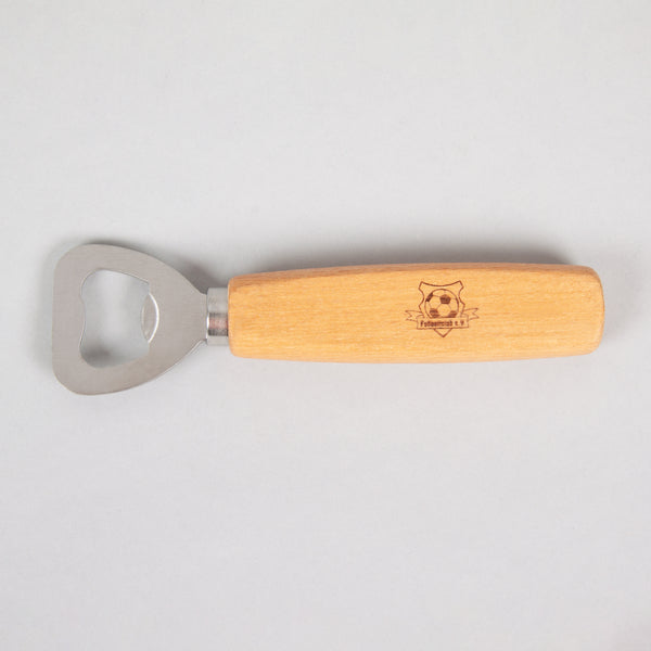 Flaschenöffner aus Buchenholz individualisiert