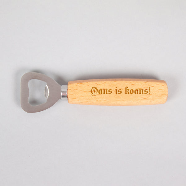 Flaschenöffner aus Buchenholz Oans is koans