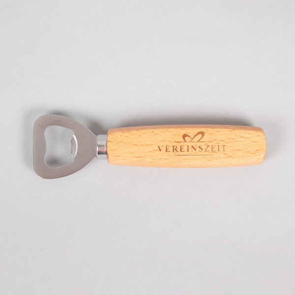 Flaschenöffner aus Buchenholz individualisiert