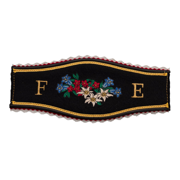 Brustschild für Tracht mit Alpenblumen und Namensinitialien