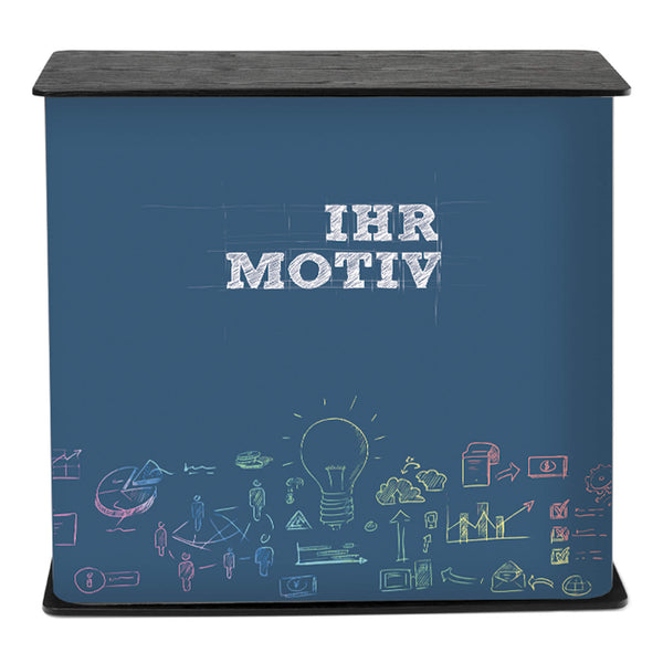 Eckiger Messetisch für Ausstellungen als Ablagefläche und Stauraum