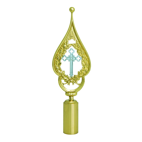 Fahnenspitze mit Kreuzmotiv