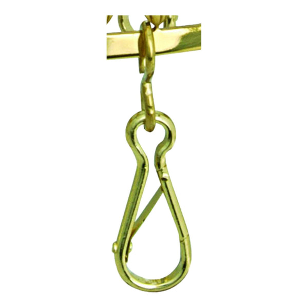 einfacher goldfarbener Karabinerhaken zum Aufhängen der Fahnenbänder am Bänderring