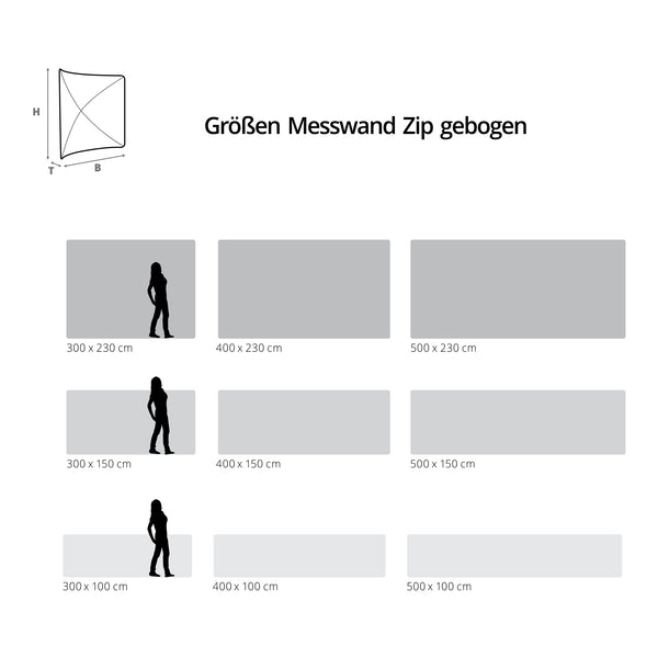 Messewand Zip gebogen Größen