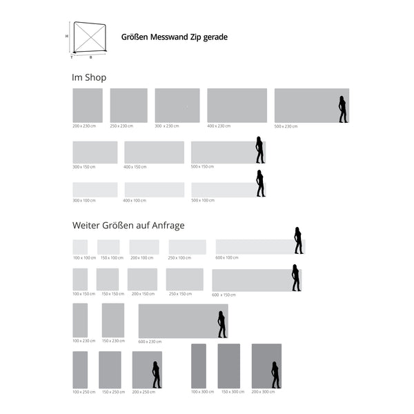 Messewand Zip gerade Größen