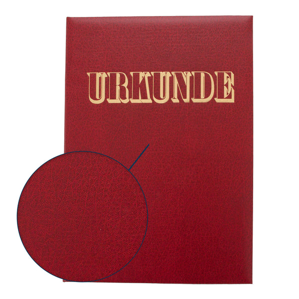 Urkundenmappe Skivertext, rot, mit Detailansicht