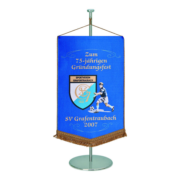Tischbanner 5-eckig mit Fransen und Metallständer Standard