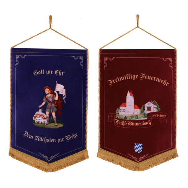 Tischbanner 5-eckig Vorder- und Rückseite