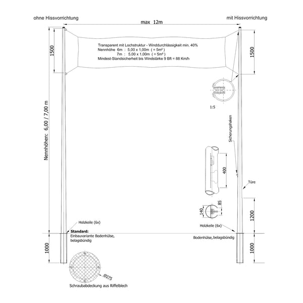 Skizze Transparentmast Stahl